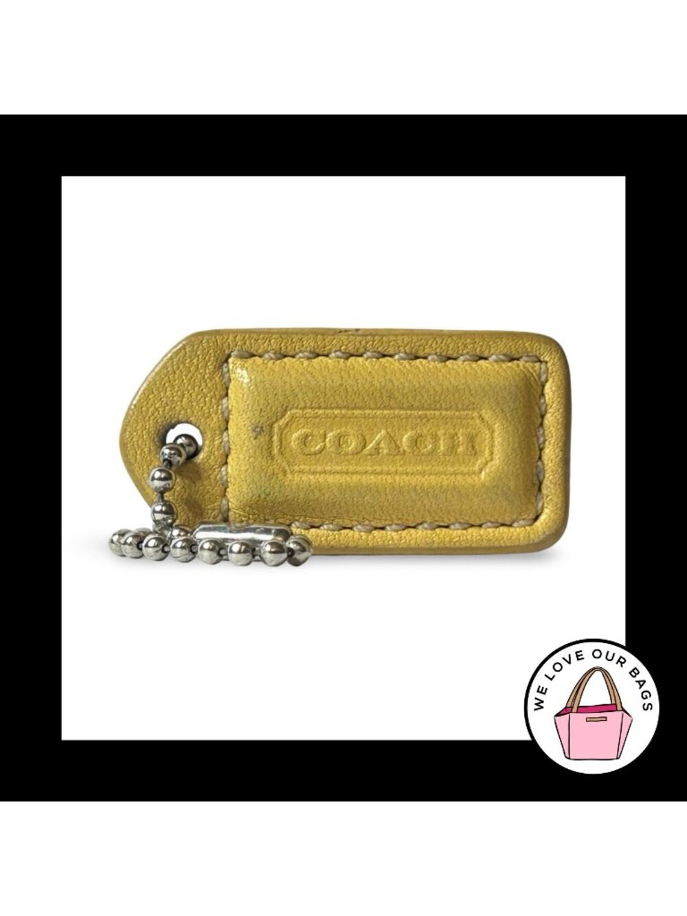 COACH Y2K VINTAGE Hang Tag 1.5" Yellow Leather Bag Charm Keychain Fob Small